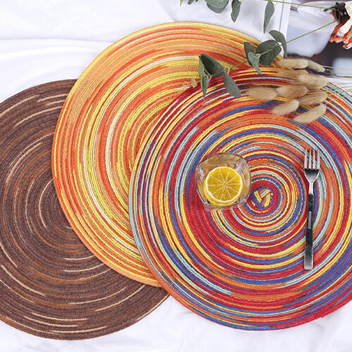 Set de table rond en coton tressé 11 x 11 cm 2