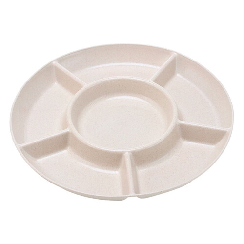 Plateau à goûter rond en plastique compartimenté (1 pièce) 1