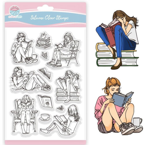 Φύλλο σφραγίδας σιλικόνης Lady and Books 16x11cm