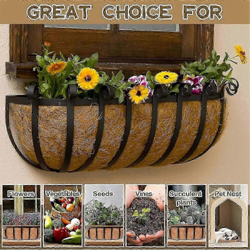 4 Pack 24 Inch Natural Coir Trough Liners for Wall Planters, Window Baskets, Deck Railings 1