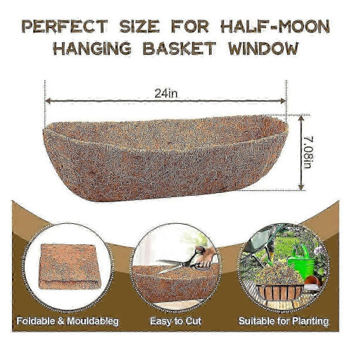 4 Pack 24 Inch Natural Coir Trough Liners for Wall Planters, Window Baskets, Deck Railings 2