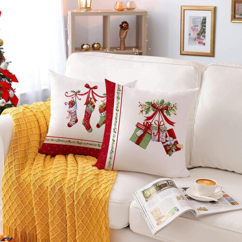 Julkuddfodral i sammet, 4-pack, 36x36 cm 2