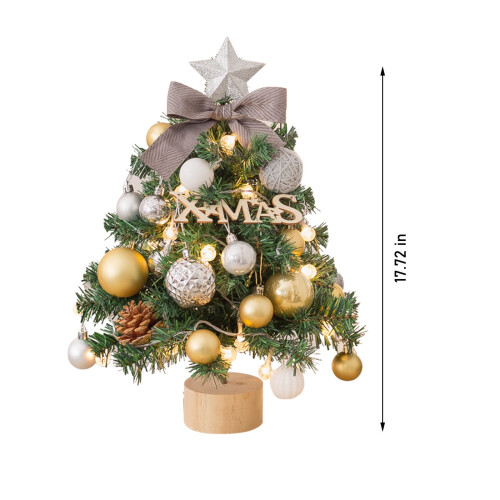 Viflosae Mini Flocked Christmas Tree 17.7" with 20 LED 2