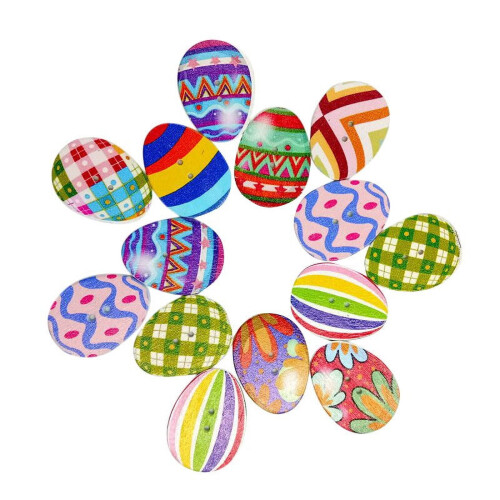 Osterknöpfe aus Holz, bunte Eier, 100 Stück 1