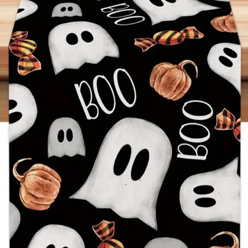 Pink Ghost Pumpkin Table Runner Halloween Decor 72x14 in 2