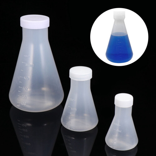 Ensemble de 3 flacons de chimie en polypropylène blanc 1