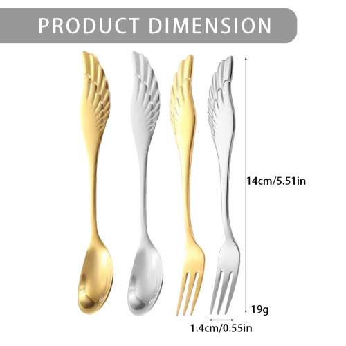 Angel Wing Spoon and Fork Set - Lightweight Elegant Design 2