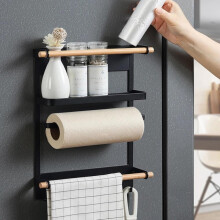Étagère magnétique pour réfrigérateur, idéale pour les épices et les essuie-tout.
