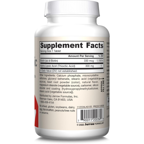 Jarrow Formulas, Alpha Lipoic Sustain with Biotin, 120 Tableτες 1