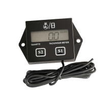 Black ABS LCD Digital Tachometer/Hour Meter for Spark Ignition Engines, 99,999 RPM, 9999.9 Hours, Waterproof, Easy Install