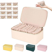Jewelry Box PU Leather with 12 Small Pouches