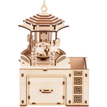 Boîte à musique carrousel à monter soi-même, puzzle 3D en bois à remonter par manivelle