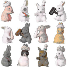 12PCS Lovely Rabbit Animal Figurines Playset Mini Cute Toys