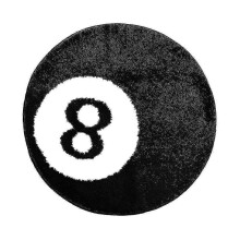 32 Inch 8 Ball Rug White & Black Aesthetic Cool Rugs for Bedroom Living Room