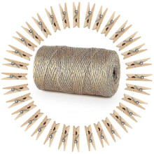 Garden Cord With 100 Clothespins Wood 3.5cm Craft Cord Jute Cord 100m Natural Jute Cord Clothespins Packaging Guest Gift A