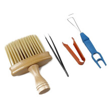 Mechanical Keyboard Cleaning Keycap Puller with Wooden Handle Brush Metal Shaft Extractor Black Clip Keys Extractor 4PCS