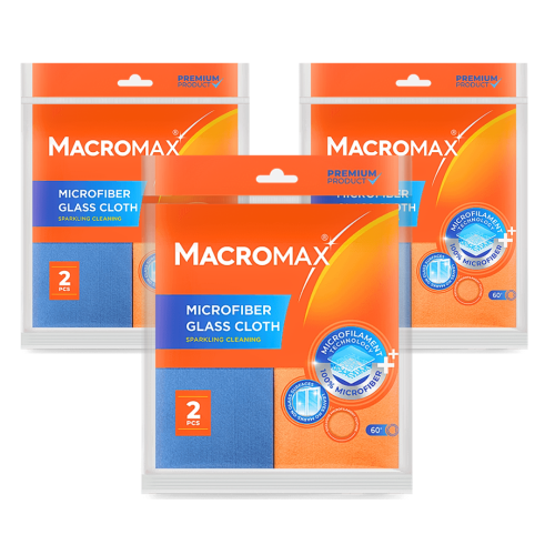 Macromax Microfiber Glass 6 Cloths Streak-Free