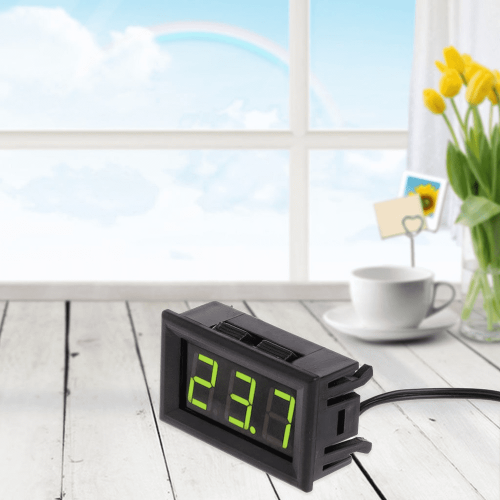 Termômetro digital verde QIFEI12V -50 ~ 110 C com display LED e sensor de temperatura termopar. 1