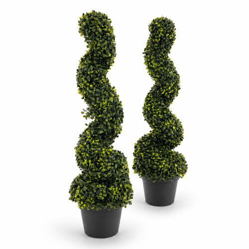 Oypla Oypla Set of 2 Artificial Topiary Boxwood Spiral Trees 80cm 1