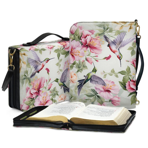 Faux Leather Bible Cover with Handle and Detachable Strap 2