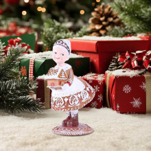 Vintage Lebkuchen-Weihnachtsmann- und Weihnachtsfrau-Figuren aus Kunstharz (2 Stück)