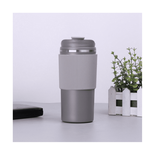 Mug de voyage à double paroi avec poignée en silicone et 1