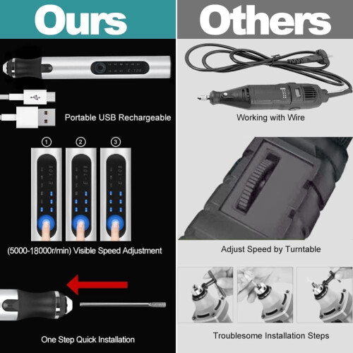 Engraving Pen Electric USB Rechargeable Carving Tool Kit 2