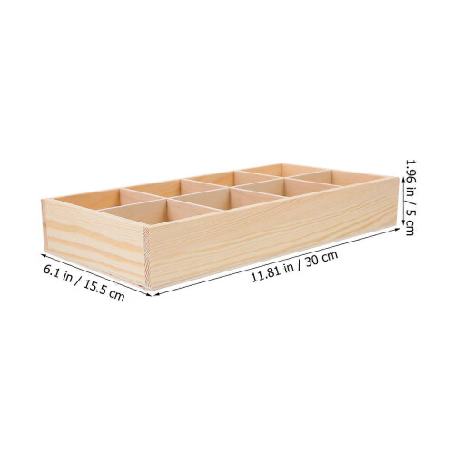 Beige Wooden Succulent Planter Holder Box with Multi-Grid Compartments for Desk 1