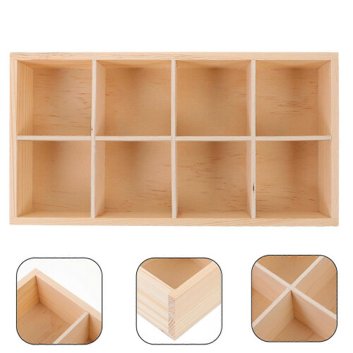 Beige Wooden Succulent Planter Holder Box with Multi-Grid Compartments for Desk 2