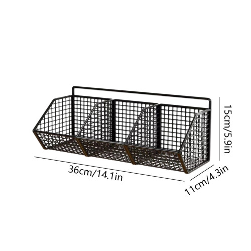 Ginger and Garlic Storage Box Wall-Mounted Black Iron Basket 2