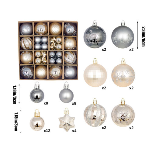 Painted Plastic Christmas Ball Set – 44 pcs, Grey 1