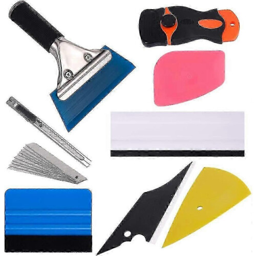 9 Pcs Window Tint Tools Kit, Car Vinyl Wrapping Protective Film Install Tool Set with Squeegee, Scraper, Blades 1 Set