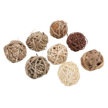 8er-Set rollende Kaukugeln für Kaninchen, Rattan-Spielzeug