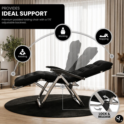 Zero Gravity Chair with Cushion & Pillow - Black 1