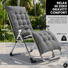 Zero Gravity Chair with Cushion & Pillow - Grey