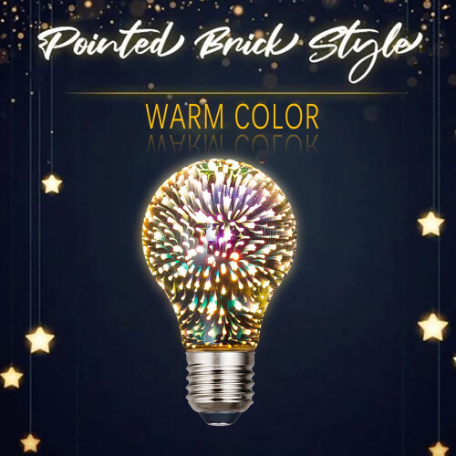 3D Fireworks LED Bulb Multicolor Stained Glass Effect 1