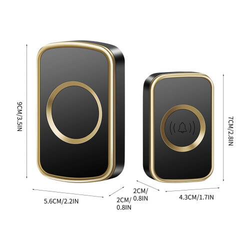 Hengsof Wireless Doorbell Battery Operated 1200FT 1 Button 2