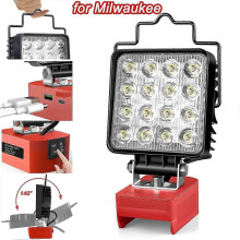 24W/48W LED Work Light for Milwaukee M18 Waterproof Cordless Flood Light with USB & Type-C Charging Port for Workshop Camping