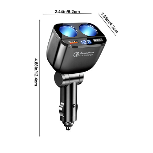 Car Charger 60W Dual USB Fast Charging Adapter White ABS 2
