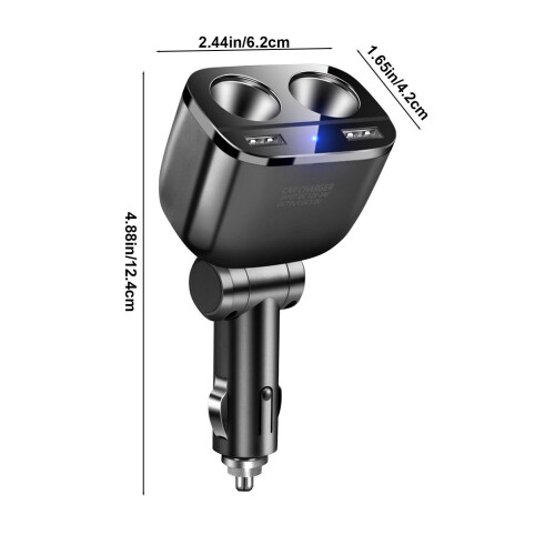 车载充电器 白色ABS 60W双USB快充带LED显示 2