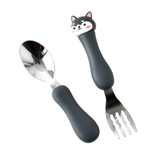 Children's Feeding Fork Spoon Plastic Steel