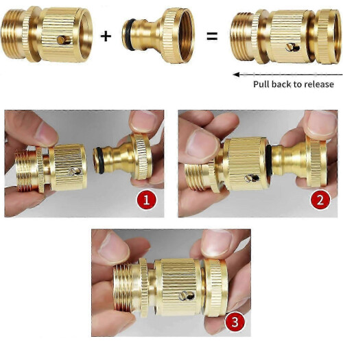 Heavy Duty Garden Hose Connector 3/4 inch, Solid Brass Rust Proof Quick Coupling for Tap 2