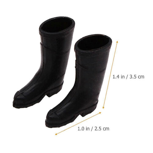 Miniature Rain Boots Model for Dollhouse Scene Decor, Black Plastic 3.5cm 1