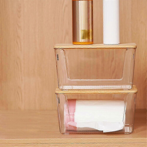 Extra Large Bamboo Top Trash Bag Holder Dispenser for Laundry Room Kitchen Storage 2