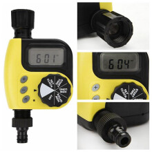 Automatic Watering Timer with Intelligent Scheduling, Yellow Sprinkler Controller for Garden Faucets