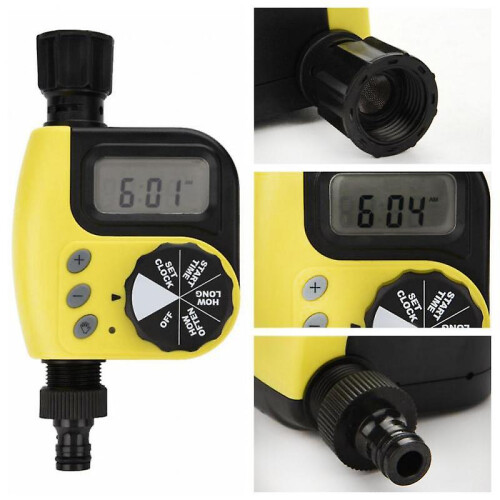 Automatic Watering Timer with Intelligent Scheduling, Yellow Sprinkler Controller for Garden Faucets