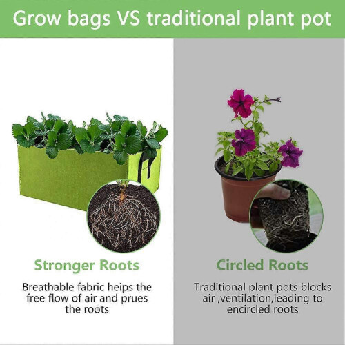 Rectangular Non-Woven Plant Grow Bag 40x30x20cm, Foldable with Handle for Balcony Garden 2