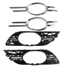 4Pcs Front Bumper Fog Light Chrome Grill Trim Cover Left Right for 2007 2008 2009 W211 E320 E350 E55