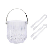 Ice Bucket Plastic Ice Bucket with Handle Acrylic Transparent Champagne Beer Wine Ice Bucket for Home -Transparent