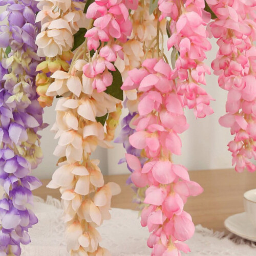 Kunstig blomsterbukett – silke og plast, 5 stilker 2